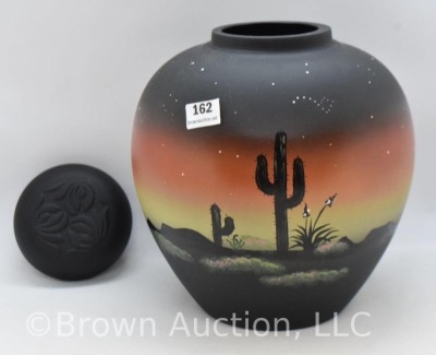 Fenton Art Glass 7" HP ginger jar w/ lid, "Peaceful Desert" - 5