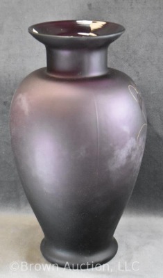 Fenton Art Glass 13" plum HP vase - 4