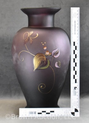 Fenton Art Glass 13" plum HP vase - 7