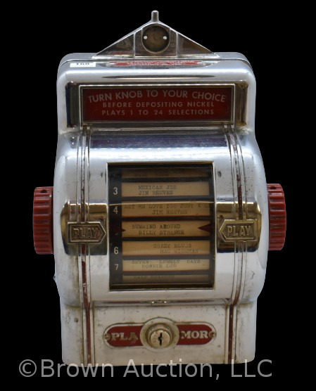 1940's "Pla Mor" wall mount scrolling jukebox machine (no key)