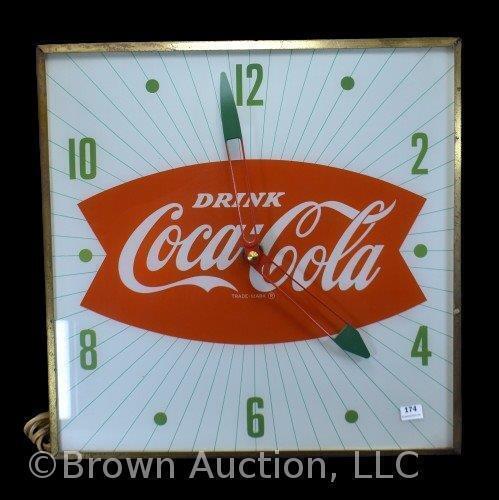 Pam illuminated Drink Coca-Cola clock, lights and works!