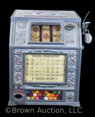 1920's Puritan Baby Vendor Trade Stimulator, coin operated w/ gumball payout, has key!