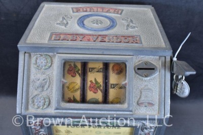 1920's Puritan Baby Vendor Trade Stimulator, coin operated w/ gumball payout, has key! - 2