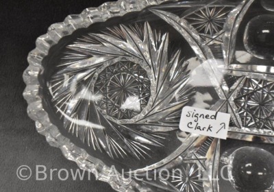 Signed Clark American Brilliant Cut Glass relish dish, 8.5" x 5" - 2