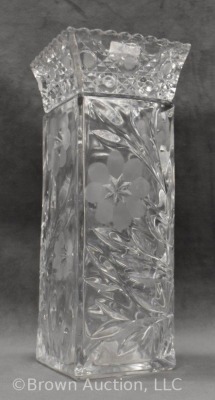 American Brilliant Cut Glass 10" vase, 4" sq. dia. - 3