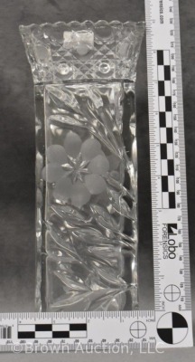 American Brilliant Cut Glass 10" vase, 4" sq. dia. - 4