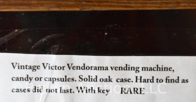 Victor Vendorama candy or capsules vending machine in solid Oak case, w/ key - 5