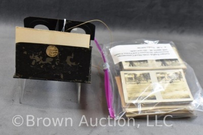 1920's English metal Camerascope Stereoscopic 3D picture card viewer + approx. (60) 3-D view cards - 3