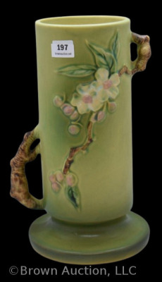 Roseville Apple Blossom 387-9" vase, green