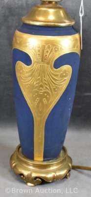 Mrkd. Rosenthal Selb Bavaria 22.5" tall lamp, navy satin with gorgeous heavy gold decoration - 2