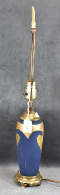 Mrkd. Rosenthal Selb Bavaria 22.5" tall lamp, navy satin with gorgeous heavy gold decoration - 6