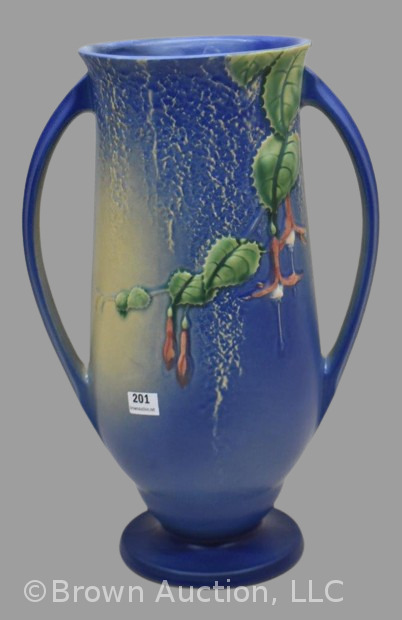 Roseville Fuchsia 903-12" vase, blue