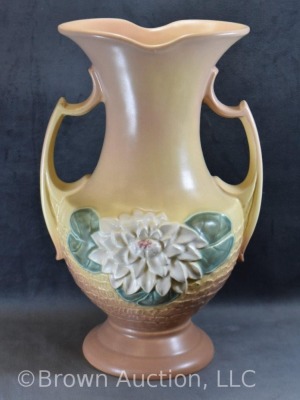 Hull Water Lily L-15-12.5" vase, tan/ brown - 3