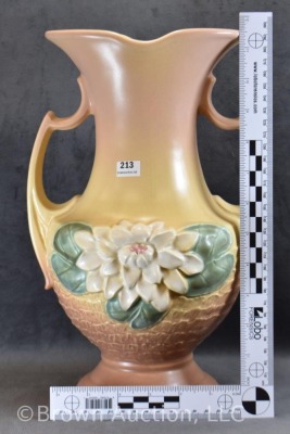 Hull Water Lily L-15-12.5" vase, tan/ brown - 7