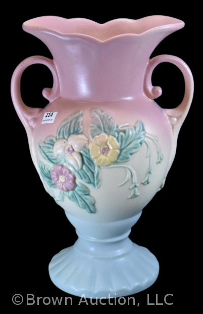 Hull Wildflower W-14-10.5" vase, pink/ blue