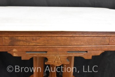 Victorian walnut marble top parlor table - 6