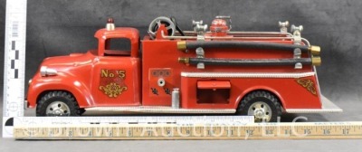 1957 red Tonka Suburban No. 5 pumper fire truck - 12