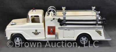 1959 white Tonka Suburban No. 5 pumper fire truck - 4