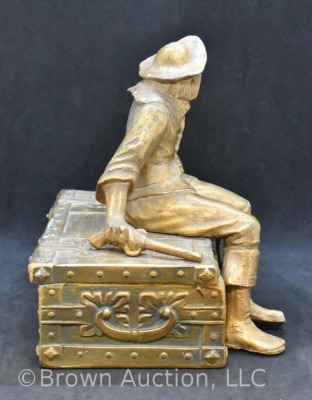 Pirate on a Treasure Chest by J.B. Hirsch Foundry, Ivorine carved face - 5