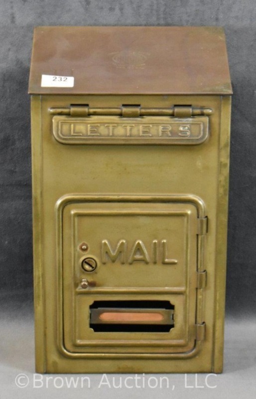 Old Corbin Cabinet Lock Co. brass wall mount letter mail box