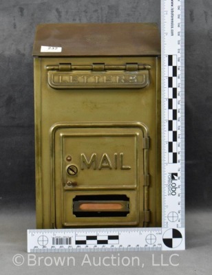 Old Corbin Cabinet Lock Co. brass wall mount letter mail box - 7