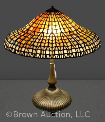 Tiffany Studios style Stained Glass "Lotus" lamp