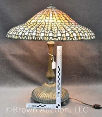 Tiffany Studios style Stained Glass "Lotus" lamp - 8