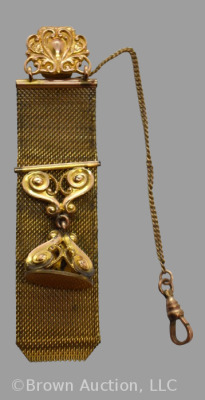 Gold pocket watch fob chain, highly decorative