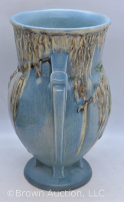 Roseville Moss 776-7" dbl. handled vase, blue - 2