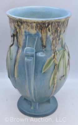 Roseville Moss 776-7" dbl. handled vase, blue - 4