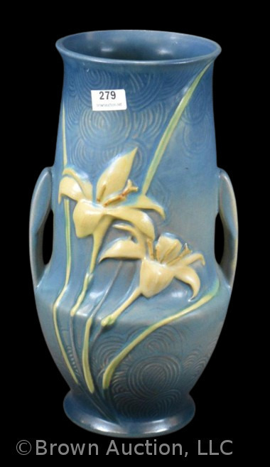 Roseville Zephyr Lily 138-10" vase, blue