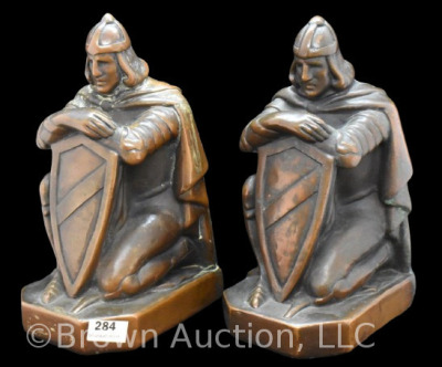 Pair of 1925 Art Deco bookends by Armor Bronze, 7.5" tall