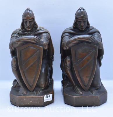 Pair of 1925 Art Deco bookends by Armor Bronze, 7.5" tall - 2