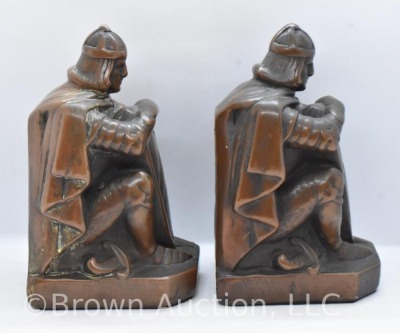 Pair of 1925 Art Deco bookends by Armor Bronze, 7.5" tall - 5