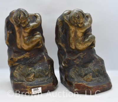 Pair of S. Morani armor bronze clad bookends, 7.5" tall - 12