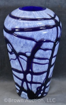 Art Nouveau Pallme Konig and Habel 9.5" threaded cobalt vase - 3