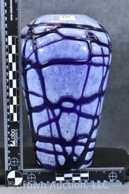 Art Nouveau Pallme Konig and Habel 9.5" threaded cobalt vase - 4