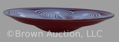 Murano? Cased Glass 10.5" deep red bowl w/ opalescent pulled loops design - 3