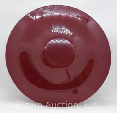 Murano? Cased Glass 10.5" deep red bowl w/ opalescent pulled loops design - 5