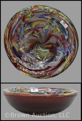 Silver flakes Murano 8"d glass bowl, Italy, 2.5"h