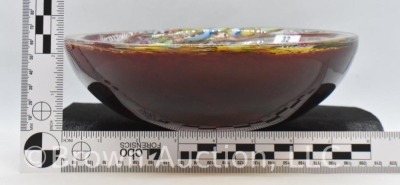 Silver flakes Murano 8"d glass bowl, Italy, 2.5"h - 6