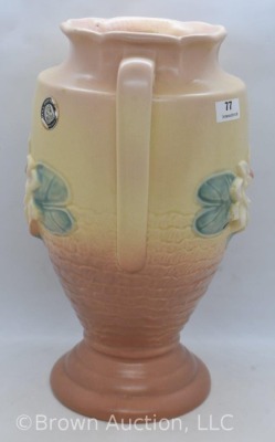 Hull Water Lily L-12-10.5" vase, tan/ brown - 2