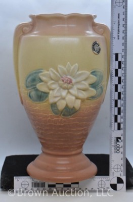 Hull Water Lily L-12-10.5" vase, tan/ brown - 4