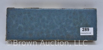 Grueby Pottery matte blue tile, 6" x 2", mrkd.