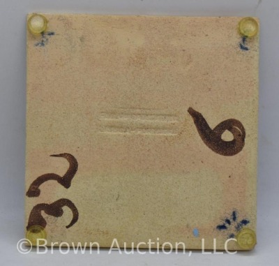 American Encaustic tile decorated with fish, 5.5" sq. dia. - 2