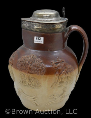 English Doulton Lambeth 8" whiskey jug w/ lid