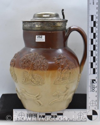 English Doulton Lambeth 8" whiskey jug w/ lid - 8