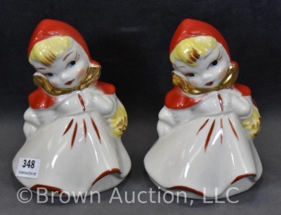 Pair of Hull Little Red Riding Hood medium salt and pepper shakers, 4.5"