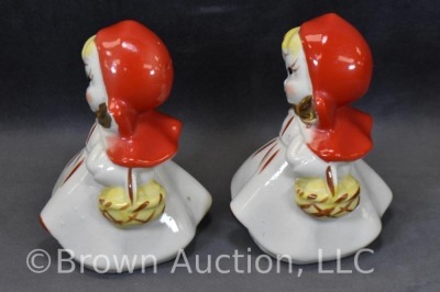 Pair of Hull Little Red Riding Hood medium salt and pepper shakers, 4.5" - 2