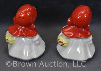 Pair of Hull Little Red Riding Hood medium salt and pepper shakers, 4.5" - 3